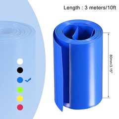 1Pcs, Battery Wrap 80mm Flat 10ft PVC Heat Shrink Tube Wraps Blue