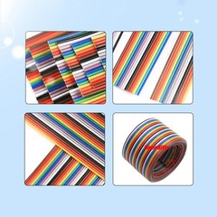 Coloured Dupont Wire Flat Flexible Rainbow Ribbon PCB Cable 1.27mm Pitch 10P-40P
