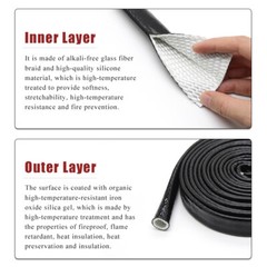 Silicone/Fiberglass Fire Sleeving High Temp Insulation Sleeve Φ4-100mm Black