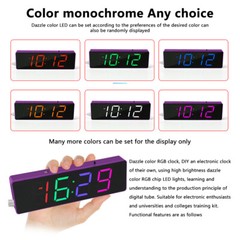 DIY Electronic Clock Kit LED Digital RGB Clock Time Temperature Date Display New