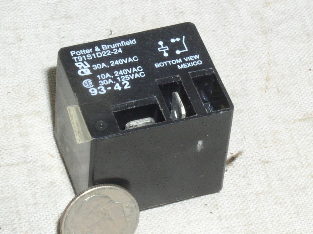 1 TYCO POTTER BRUMFIELD RELAY T91S1D22-24 SPST 24V DC COIL 30 AMP AC PC/.250 USA
