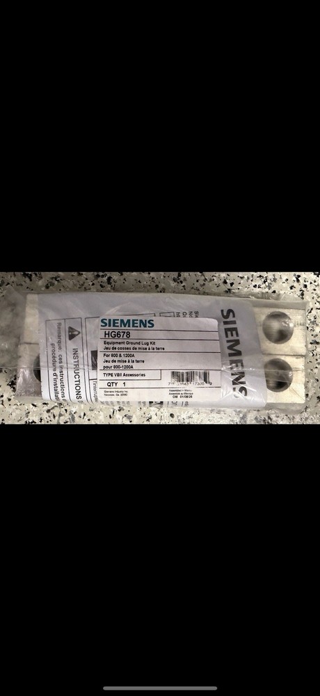 Siemens Equipment Ground Kit HG678 Ground Lug Kit 800/1200A 600V 2 Per Kit New