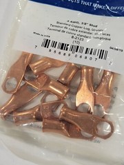 10 Bare Battery COPPER Ring Lug Terminal Connector #4 AWG Wire Gauge 3/8″ Stud