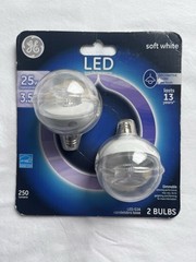 GE LED long Life/Low Energy 25w / 3.5w 250 Lumens Soft White 2 Bulbs