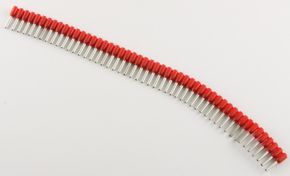 18 Ga. Red Insulated Ferrule Strips, 0.31″ Pin Lg. – (pack of 50)