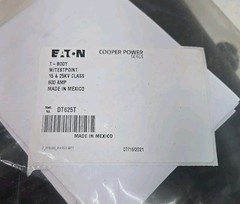 Eaton DT625T Cooper Power Series DeadBreak Connector T-Body W/Testport