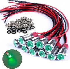 10Pcs 8mm 12 24 Volt LED Indicator Light Waterproof IP67 Indicator Light