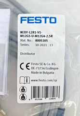 NEW FESTO NEDY-L2R1-V1-M12G5-U-M12G4-2.5R / NEDYL2R1V1M12G5UM12G425R / 8005305