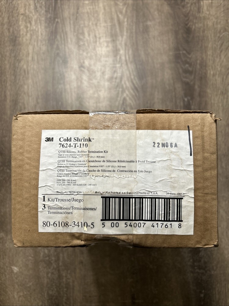 3M 7624-T-110-3-RJS, 3-Termination 3-Conductor Cold Shrink Termination Kit, 1 pc