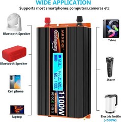 1100 Watt Pure Sine Wave Power Inverter 12V DC to 110V/120V AC Car Truck RV LCD