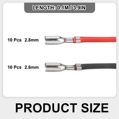 20Pcs Female Spade Crimp Terminal 2.8mm 10cm Wires, Red/Black