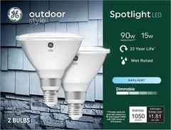 LED Outdoor Spotlight, Daylight, Medium Base, PAR38, 15 Watt a set of 2 bulbs
