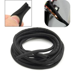 Wire Split Braided Cable Black Sleeving Loom Tubing Sheathing Cord Organizer Lot