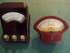 Electrical Voltage Gauge 2 Pcs. Allen Voltmeter, WM Welch Scientific A.C. Ampere