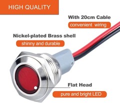 2PCS 16mm Metal 5/8 Mounting Hole Indicator Light