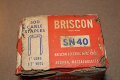 NOS Briscon Metal Non-Insulated Cable Staples SN40 box of 500