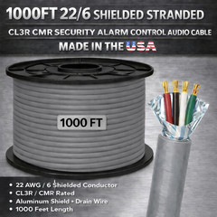 1000FT 22/6 Shielded Stranded CL3R CMR Security Alarm Control Audio Cable