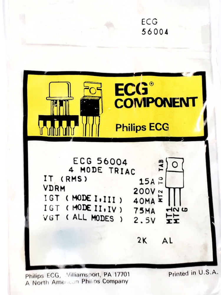 NTE56004 “Original” NTE TRIAC TO-220 1 pc
