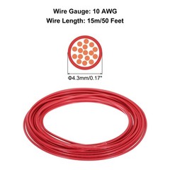 50 Feet 10 AWG Gauge THHN Stranded Red Copper Building Wire 600V