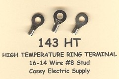 50 High Temperature RING Terminal Connector #16-14 Wire Gauge AWG #8 Stud 900°F