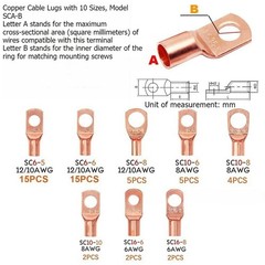100Pcs Copper Wire Lugs Terminal Kit Assortment with Heat Shrink Tubing for Auto