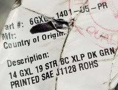 Anixter #14awg GXL SAE J1128 XLPE Automotive “RIGHT TURN” Lead Wire Green /100ft
