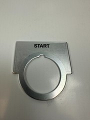 “Start with Silver Background Pushbutton Legend Alum. 2” Across for 30mm Buttons