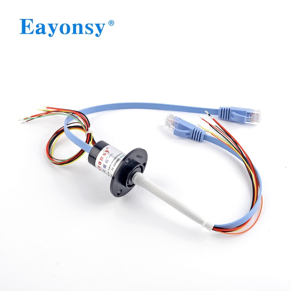 Gigabit Ethernet Slip Ring 1000Base-T 1 Cable Power Signal Flange RJ45 Joint