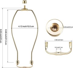 9 Inch Lamp Harp Kit Polished Brass 3/8 Inch Saddle Base Holes Light Duty Lamp