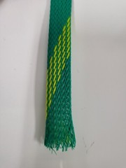 10 FEET 1/2″ GREEN WITH YELLOW STRIPE PET EXPANDO SLEEVING BRAID