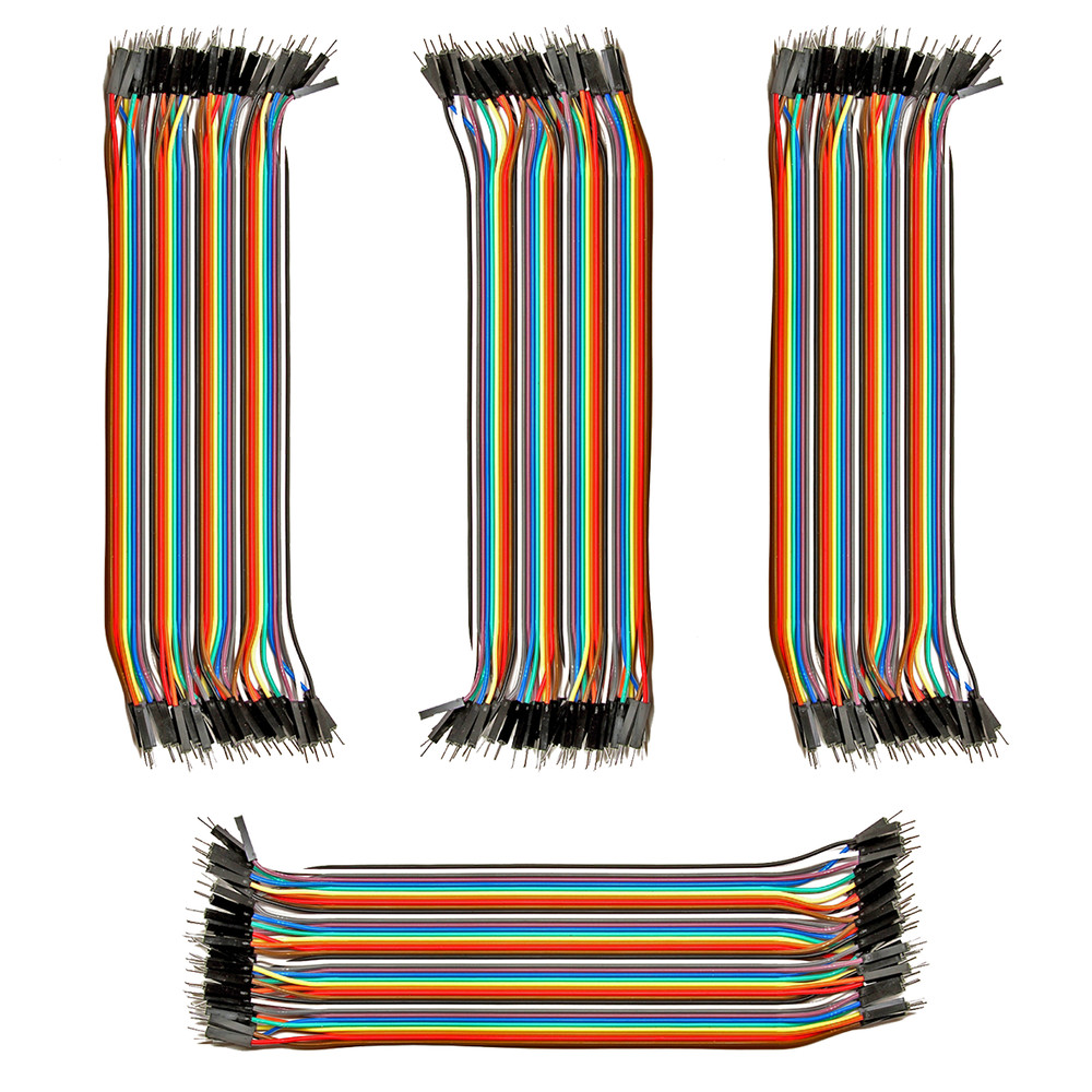 4pk 40-Wire Male-Male Jumper Wire 20cm; 40P Color Ribbon Breadboard Cable USA