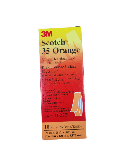 35-Orange-1/2x20FT, 3M, Vinyl Color Coding Tape 1/2″ x 20′ – ORANGE, Lot of 10