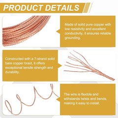 Uxcell 18 Gauge 100 Ft Bare Copper Ground Wire for Electrical Applications