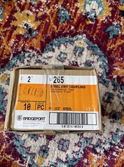 Bridgeport Electrical 265 Box Of 10 Steel EMT Coupling, 2” Steel Comp. Type New