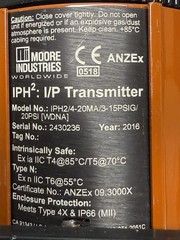 Moore IPH2 I/P Transmitter Signal Converter 1PH2/4-20MA/3-15PSIG/20PSI