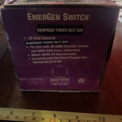EMERGEN SWITCH RT30, 30AMP, RAINPROOF POWER INLET BOX, NEW