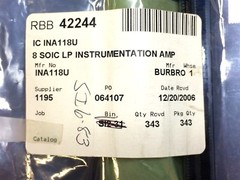 INA118U BURR BROWN IC OPAMP INSTR 800KHZ 8SOIC 4 PIECES