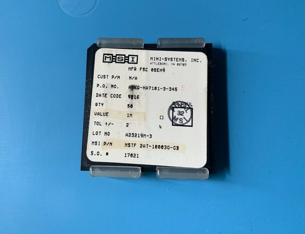 50x MSTF-2AT-10003G-GB MSI MINI-SYSTEMS 1M OHM 2% CHIP-STYLE MFR-FSC-0BEH9 50ps