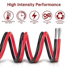 6 Gauge Wire, 10Ft Black & 10Ft Red 6 Awg Tinned Copper Electrical Wire C