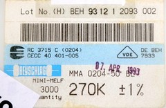 BEYSCHLAG 1000x SMD Resistor 270kΩ MINI-MELF 270000 Ohm Model MMA 0204-50