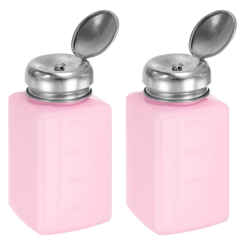 2pcs Solvent Alcohol Dispenser 200ml Push Down Dispenser Pump Bottle Pink