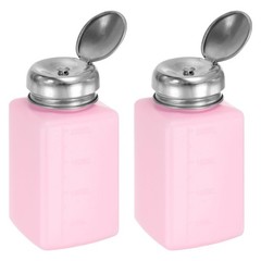 2pcs Solvent Alcohol Dispenser 200ml Push Down Dispenser Pump Bottle Pink