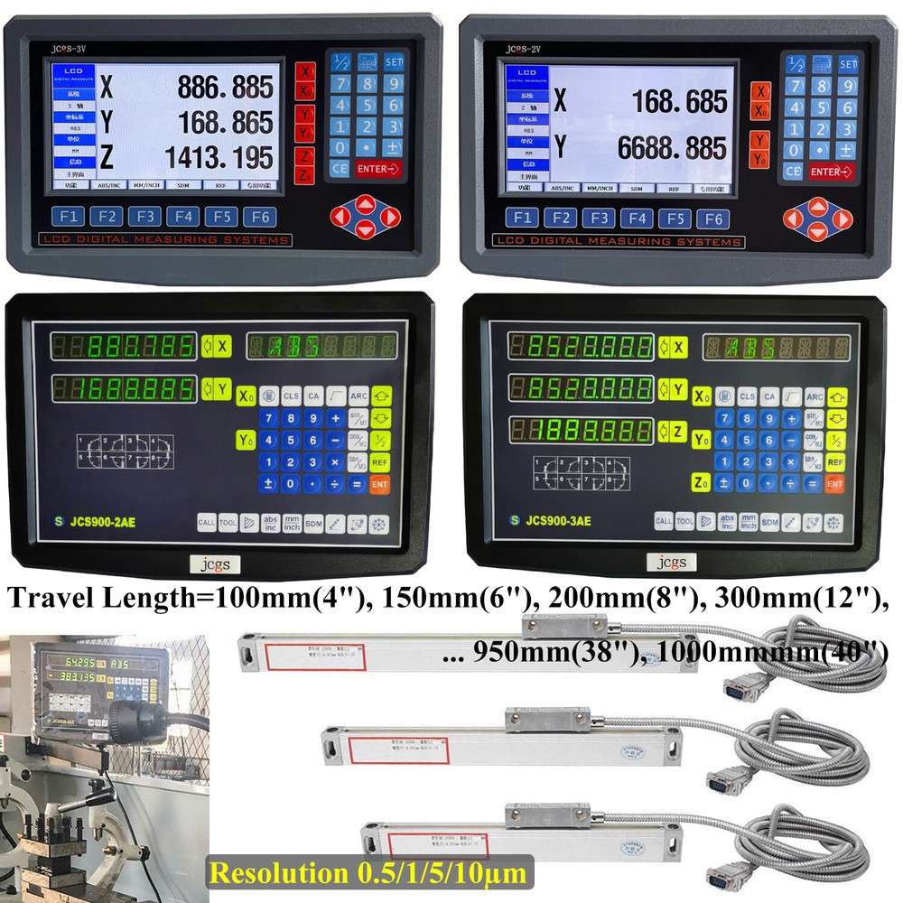 Precision 1μm Linear Scale DRO 2/3 Axis Digital Readout Glass Encoder Lathe Mill