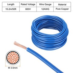 50 Feet Electrical Wire Insulated Stranded Copper 12 AWG Wire Cable,Blue