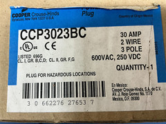 *FREE SHIPPING* CROUSE-HINDS CCP3023BC 30A 2W 3P 600VAC 250VDC POWERMATE PLUG