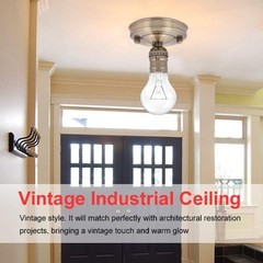 Bronze Electroplated Vintage Industrial Iron Lamp Bulb Socket Ho Color: Bronze