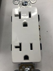 Leviton 16342-W, 125 VAC, 20 A, White, Duplex, Straight Blade Receptacle, 1pc