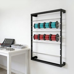 Black Heavy Duty Cable Reel Holder and Dispenser With 6 Stainless Steel Rods