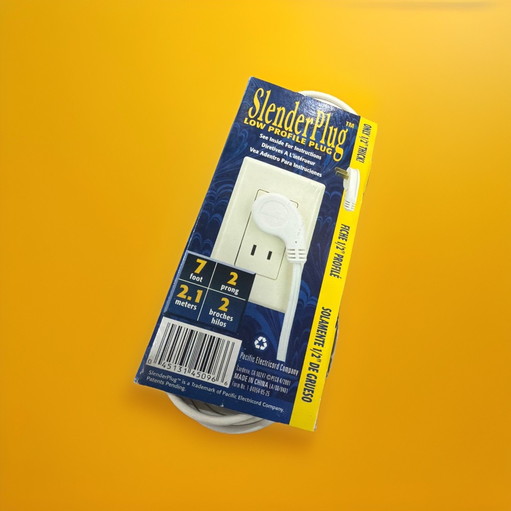 🔥 ElectriCord SlenderPlug Low Profile Extension Cor 7ft H-1000-007-WH ~ 10 Unit