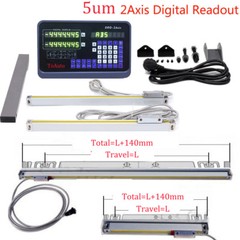 DRO 2 Axis Digital Readout Display with 2pc Glass Linear Scale for Mill Lathe US